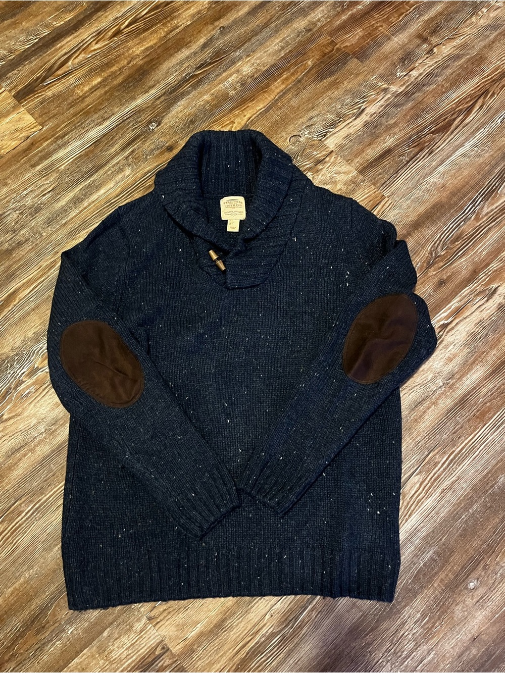 Men's Shawl Turtleneck Sweater with Elbow Patches - Black